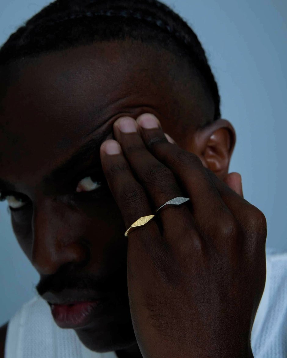 Velmont Diamond-Cut Brushed Ring, lifestyle photo on hand